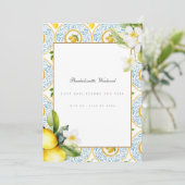 Mediterrane Lemon Tile Bachelorette Wochenende Car Einladung (Stehend Vorderseite)