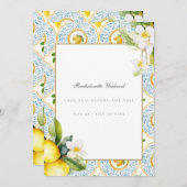 Mediterrane Lemon Tile Bachelorette Wochenende Car Einladung (Vorne/Hinten)