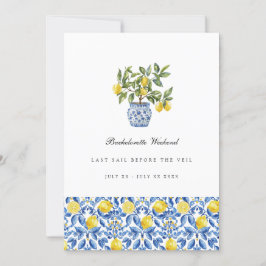 Mediterrane Lemon Tile Bachelorette Wochenende Car Einladung