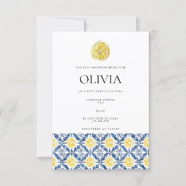 Mediterrane Lemon-Tile-Brautparty-Karte Einladung