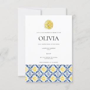Mediterrane Lemon-Tile-Brautparty-Karte Einladung