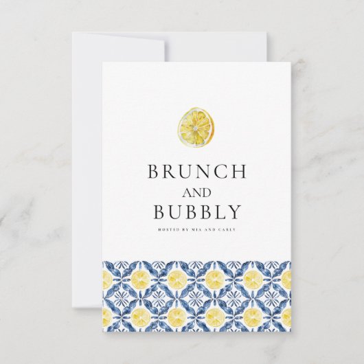 Mediterrane Lemon-Tile-Brautparty-Karte Einladung (Vorderseite)