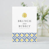 Mediterrane Lemon-Tile-Brautparty-Karte Einladung (Stehend Vorderseite)