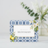 Mediterrane Lemon Tiles Bridesmaid - Vorschlagskar Save The Date (Stehend Vorderseite)