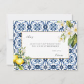 Mediterrane Lemon Tiles Bridesmaid - Vorschlagskar Save The Date (Rückseite)