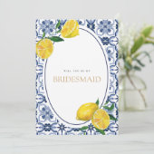 Mediterrane Lemon Tiles Bridesmaid - Vorschlagskar Save The Date (Stehend Vorderseite)