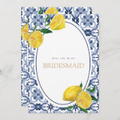 Mediterrane Lemon Tiles Bridesmaid - Vorschlagskar Save The Date (Vorne/Hinten)