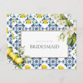 Mediterrane Lemon Tiles Bridesmaid - Vorschlagskar Save The Date (Vorne/Hinten)