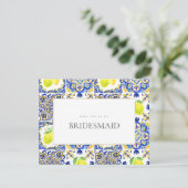 Mediterrane Lemon Tiles Bridesmaid - Vorschlagskar Save The Date (Stehend Vorderseite)