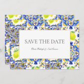 Mediterrane Limone Save the Date Hochzeitskarte (Vorne/Hinten)
