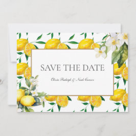 Mediterrane Limone Save the Date Hochzeitskarte