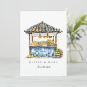 Mediterrane Limone Save the Date Hochzeitskarte Ankündigung (Stehend Vorderseite)