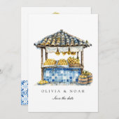 Mediterrane Limone Save the Date Hochzeitskarte Ankündigung (Vorne/Hinten)