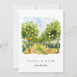 Mediterrane Limone Save the Date Hochzeitskarte Ankündigung