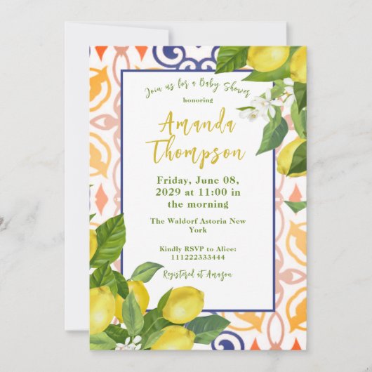 Mediterrane Limousine Hauptpresse Kinderdusche Einladung (Vorderseite)