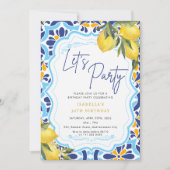 Mediterrane Majolikateien Lemons Geburtstagspartei Einladung (Vorderseite)