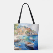 Mediterrane Meereslandschaften Ölmalerei Design Tasche (Rückseite)