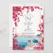 Mediterrane Rosa Blossom Küstenhochzeit Einladung (Vorderseite)