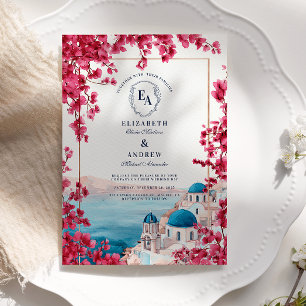 Mediterrane Rosa Blossom Küstenhochzeit Einladung