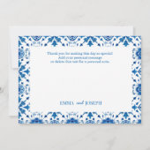 Mediterrane Sommerblau "Danke schön" Karte (Rückseite)