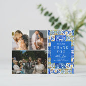 Mediterrane Sommerhochzeit "Danke" Karte (Stehend Vorderseite)