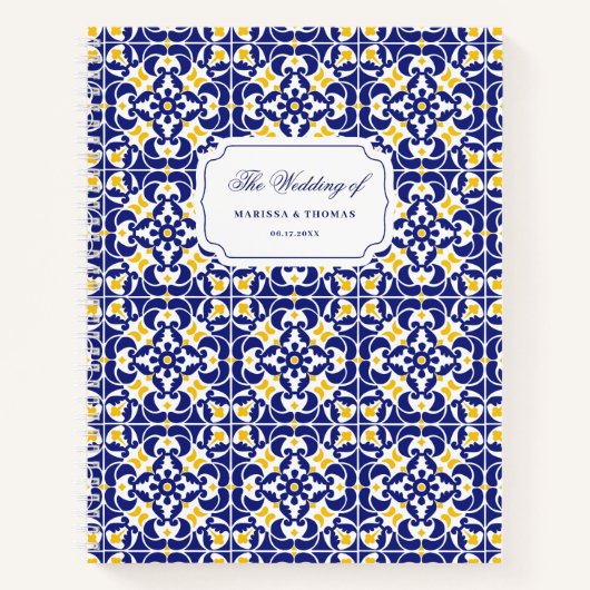 Mediterrane Tiles Blue & Yellow Wedding Planner Notizblock (Vorderseite)