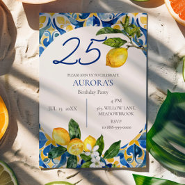 Mediterrane Tiles Lemon 25. Geburtstag Einladung