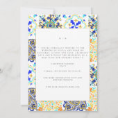 Mediterrane Tiles Save the Date Wedding Card Ankündigung (Rückseite)