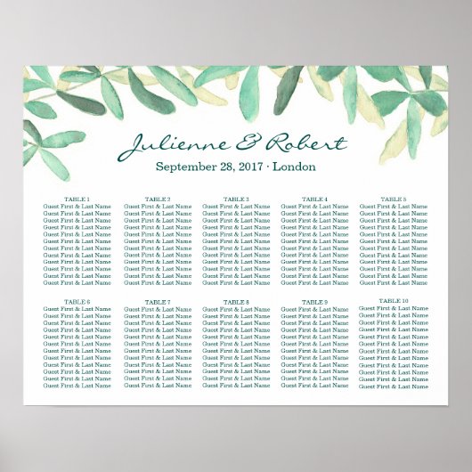 Mediterrane Vegetation Hochzeitskarte Poster (Vorne)