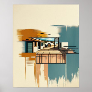 Mediterrane Villa Vintag Poster