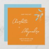 Mediterrane Vögel Hochzeit retten Datum Orange (Vorne/Hinten)