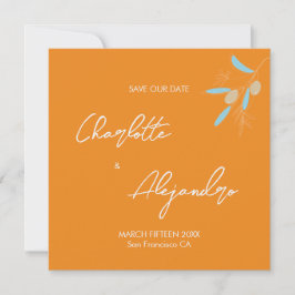 Mediterrane Vögel Hochzeit retten Datum Orange