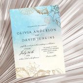Mediterrane Wasserfarbe Elegante Hochzeit Einladung
