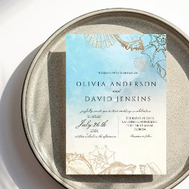 Mediterrane Wasserfarbe Elegante Hochzeit Einladung