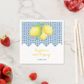 Mediterrane Wasserfarben Lemons Tile Blue Wedding Serviette (Beispiel)