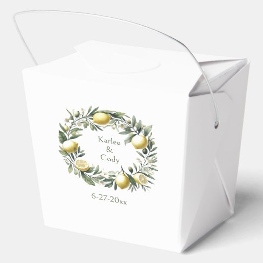 Mediterrane Zitrone und Oliven Nimm me Zuhause Lef Geschenkschachtel (Rückseite)