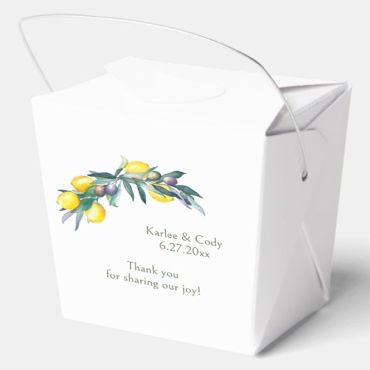 Mediterrane Zitrone und Oliven Nimm me Zuhause Lef Geschenkschachtel (Rückseite)