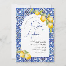 Mediterrane Zitronen Blau Tiles Wedding Foto