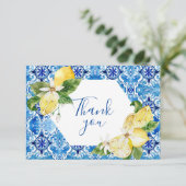 Mediterrane Zitronen florale Fliese Danke Karte (Stehend Vorderseite)