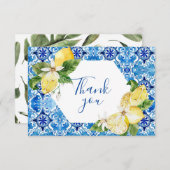 Mediterrane Zitronen florale Fliese Danke Karte (Vorne/Hinten)