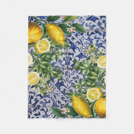 Mediterrane Zitronen Sommer Portugiesische Fliesen Fleecedecke