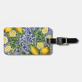 Mediterrane Zitronen Sommer Portugiesische Fliesen Gepäckanhänger