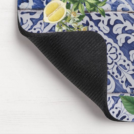 Mediterrane Zitronen Sommer Portugiesische Fliesen Mousepad (Ecke)