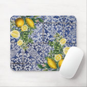 Mediterrane Zitronen Sommer Portugiesische Fliesen Mousepad (Mit Mouse)