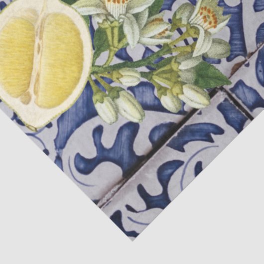 Mediterrane Zitronen Sommer Portugiesische Fliesen Seidenpapier (Ausschnitt)