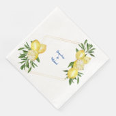 Mediterrane Zitronen und kobaltblauer Text Abendes Serviette (Ecke)