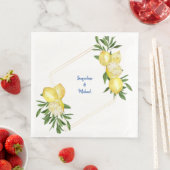 Mediterrane Zitronen und kobaltblauer Text Abendes Serviette (Beispiel)