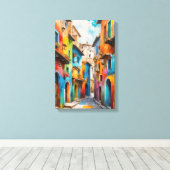 Mediterranean Alley – Colorful Old Town Street Art Leinwanddruck (Insitu (Holzboden))