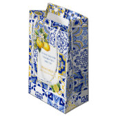 Mediterranean Amalfi Blue Tiles Lemon Vielen Dank Kleine Geschenktüte (Vorderseite Schrägansicht)