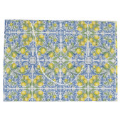 Mediterranean Amalfi Coast Blue Tile Lemon Große Geschenktüte (Rückseite)